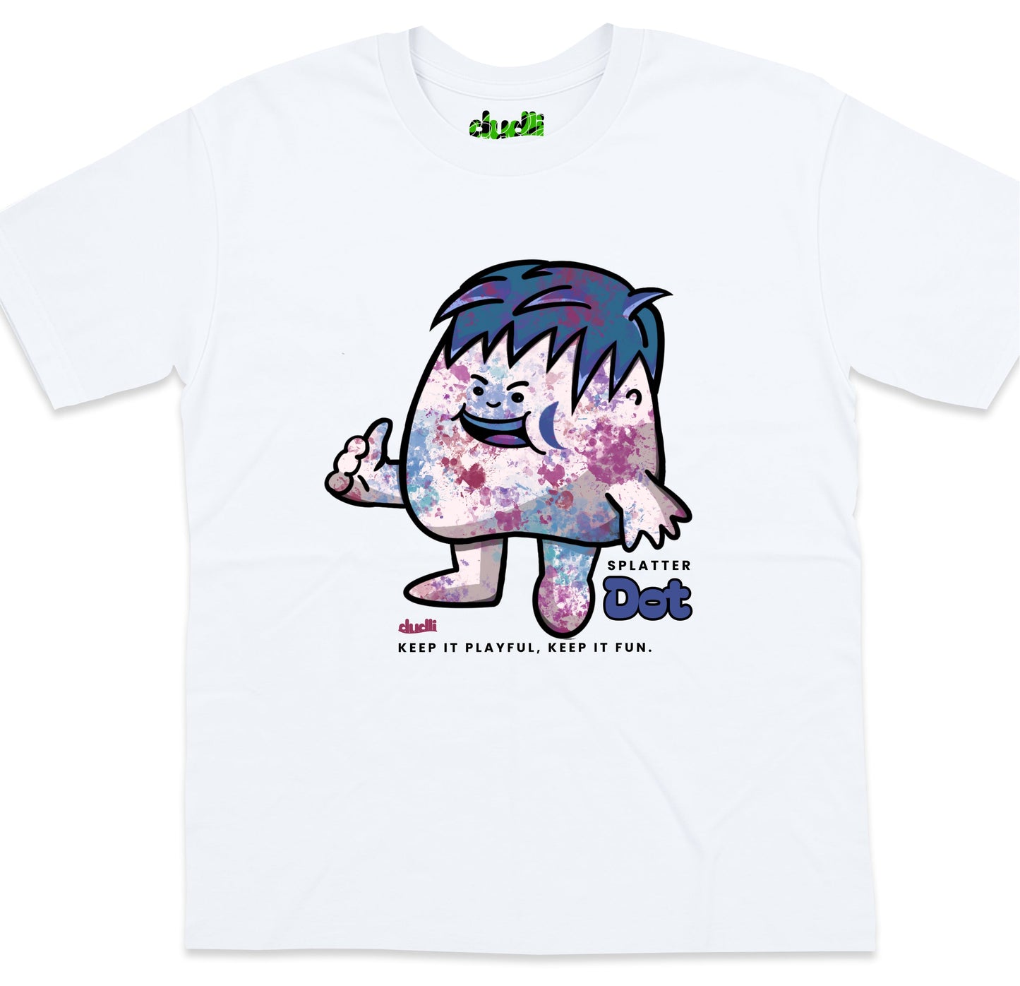 Dudli Playful Graphic Tshirts - Dot Lab Splatter Dot - White - oversized_fit