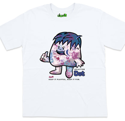 Dudli Playful Graphic Tshirts - Dot Lab Splatter Dot - White - oversized_fit