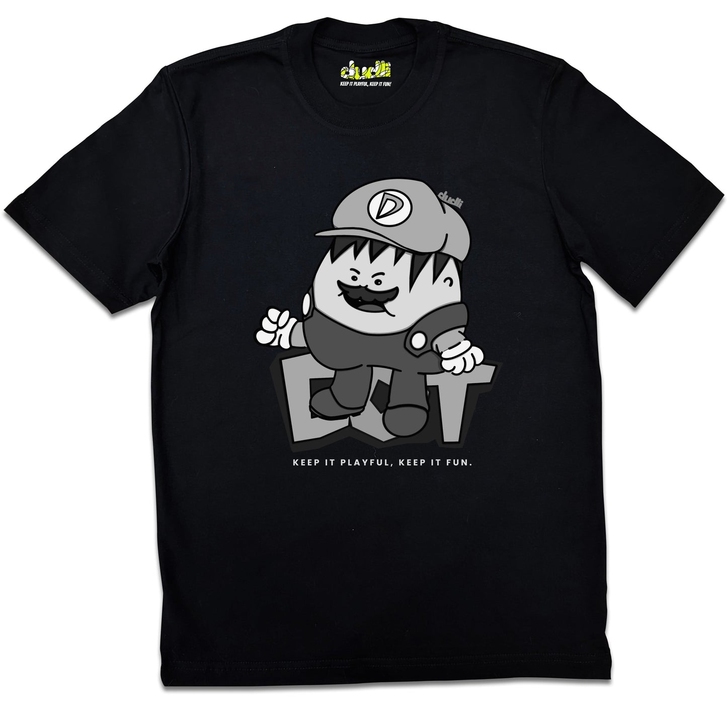 Dudli Playful Graphic Tshirts - Super Dot - Snow Screen | Black - regular_fit