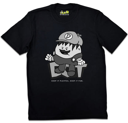 Dudli Playful Graphic Tshirts - Super Dot - Snow Screen | Black - regular_fit