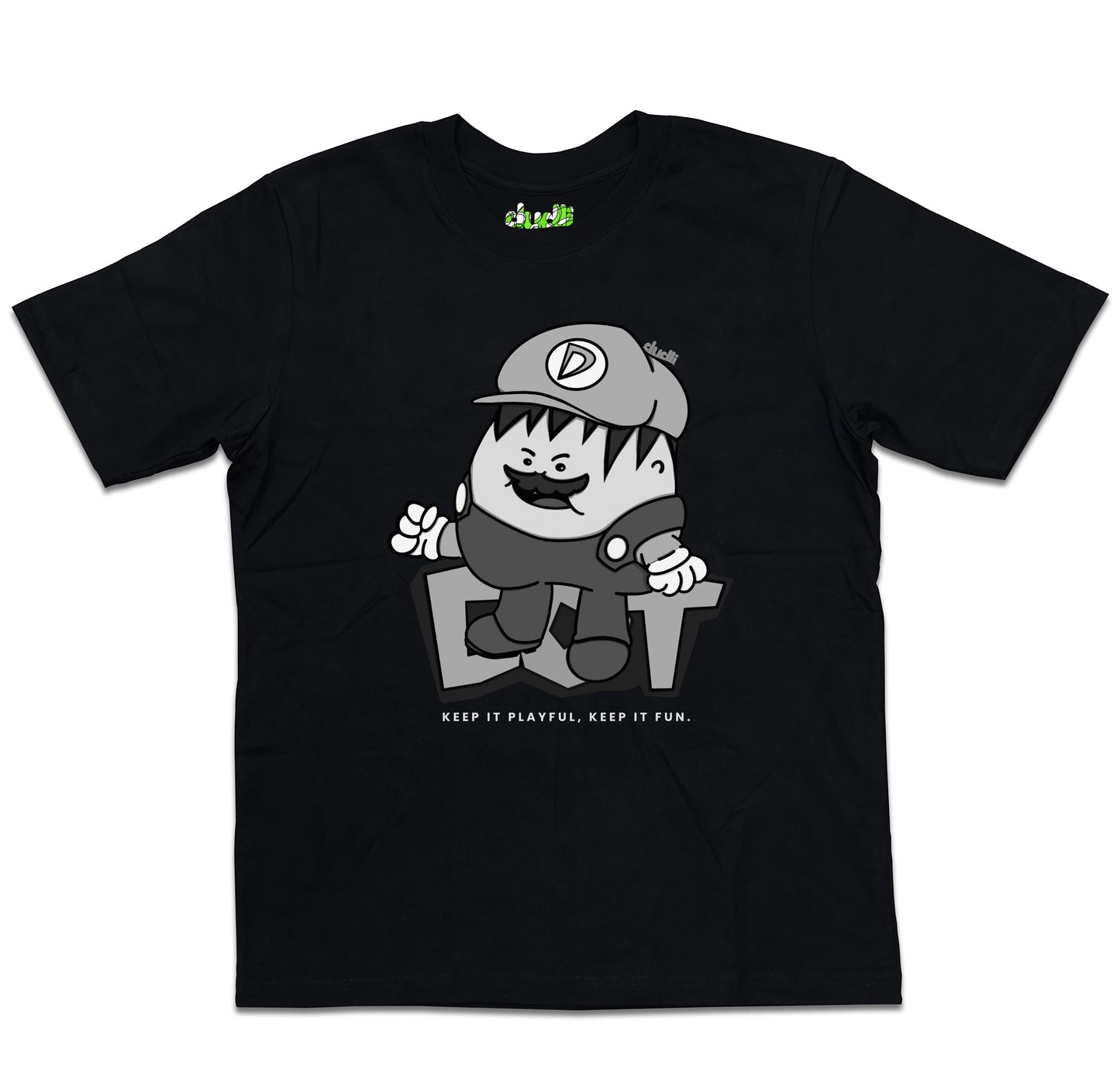 Dudli Playful Graphic Tshirts - Super Dot - Snow Screen | Black - oversized_fit