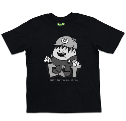Dudli Playful Graphic Tshirts - Super Dot - Snow Screen | Black - oversized_fit