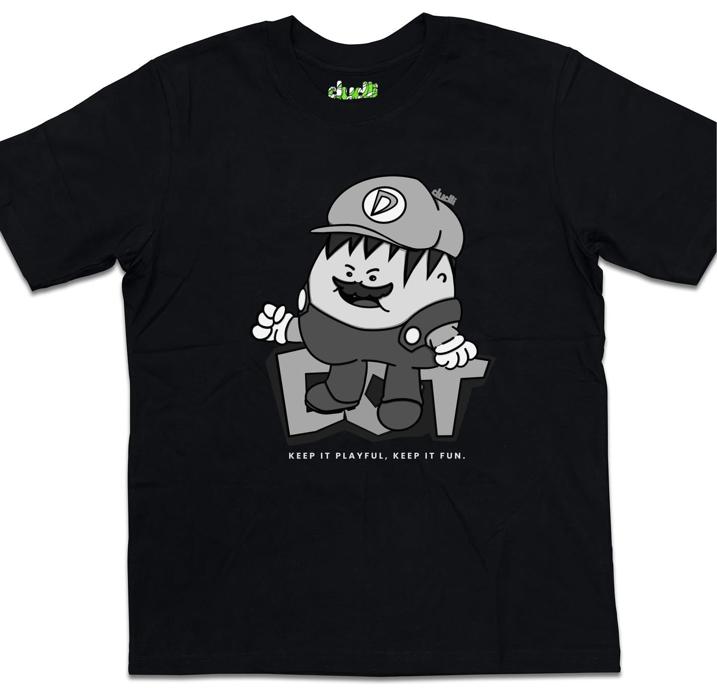 Dudli Playful Graphic Tshirts - Super Dot - Snow Screen | Black - oversized_fit