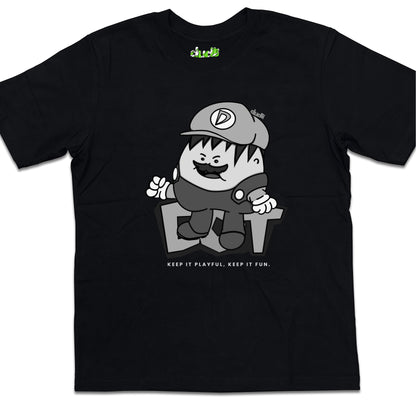 Dudli Playful Graphic Tshirts - Super Dot - Snow Screen | Black - oversized_fit