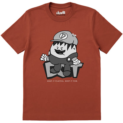Dudli Playful Graphic Tshirts - Super Dot - Snow Screen | Brick - regular_fit