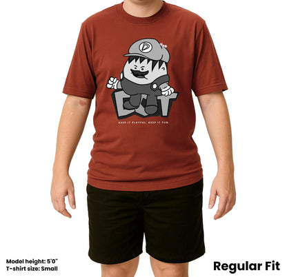 Dudli Playful Graphic Tshirts - Super Dot - Snow Screen | Brick - regular_fit