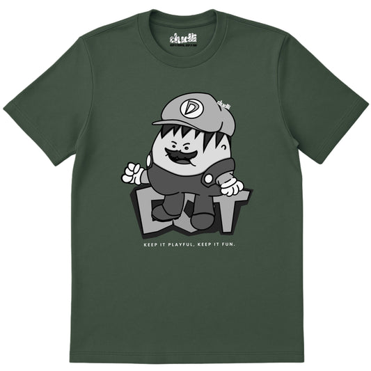 Dudli Playful Graphic Tshirts - Super Dot - Snow Screen | Moss - regular_fit