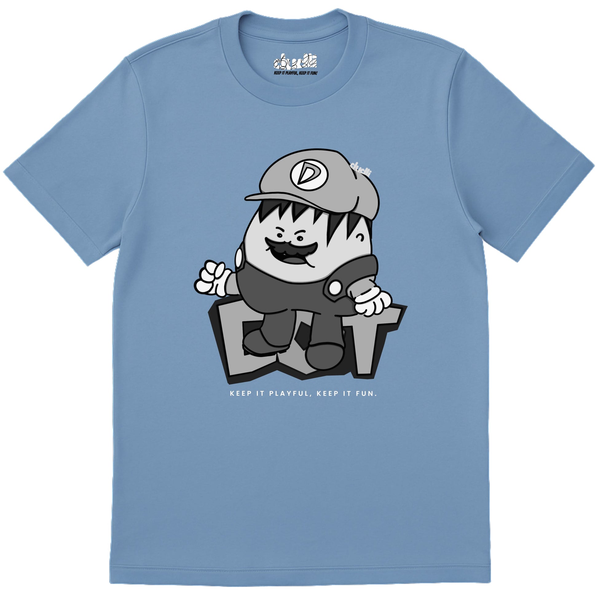 Dudli Playful Graphic Tshirts - Super Dot - Snow Screen | Sky - regular_fit
