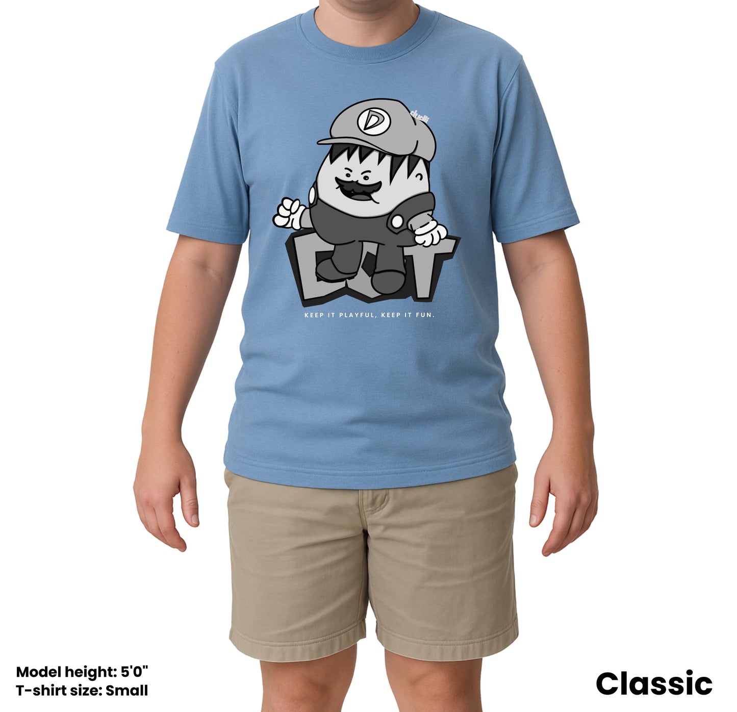 Dudli Playful Graphic Tshirts - Super Dot - Snow Screen | Sky - regular_fit
