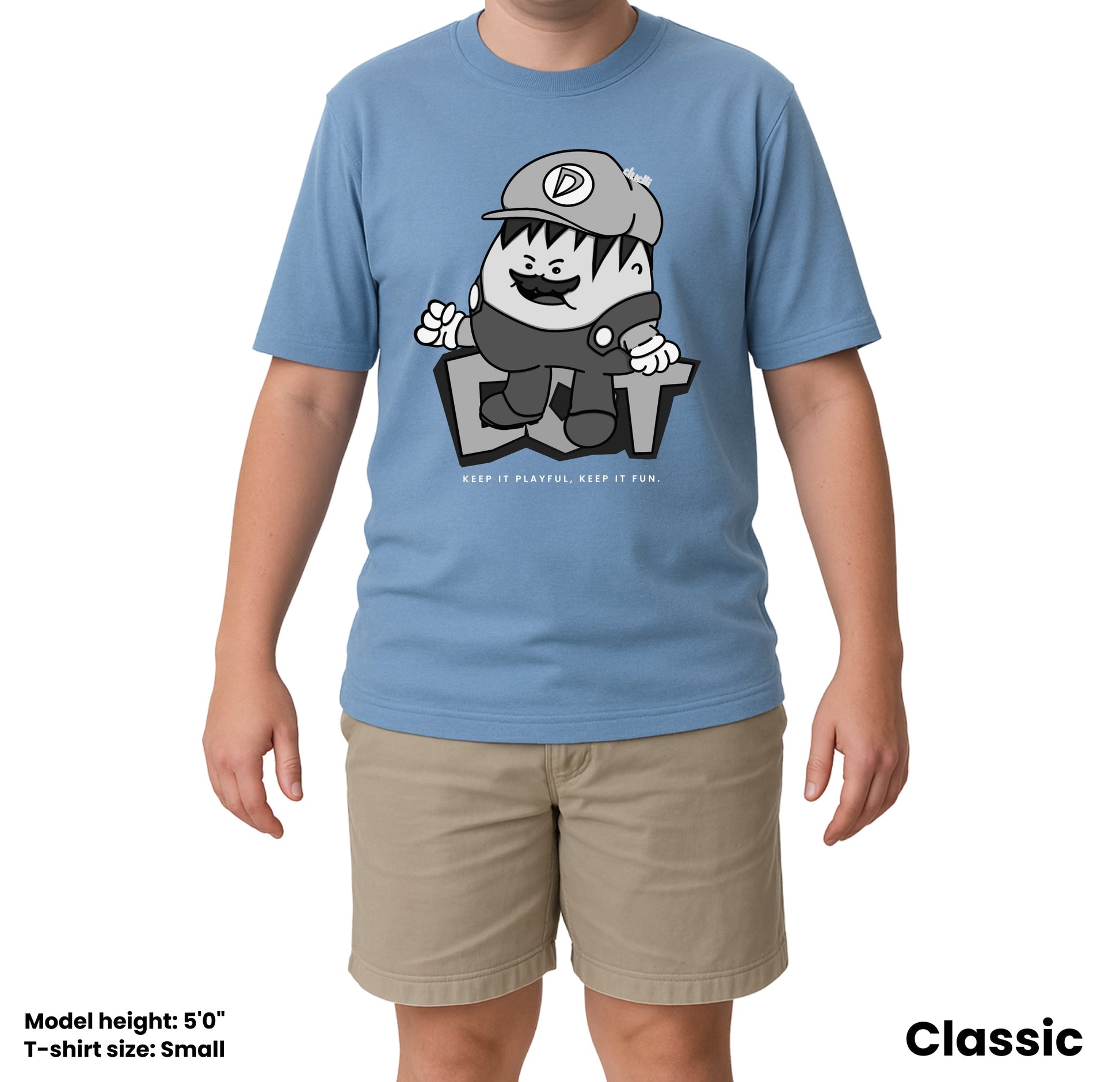 Dudli Playful Graphic Tshirts - Super Dot - Snow Screen | Sky - regular_fit