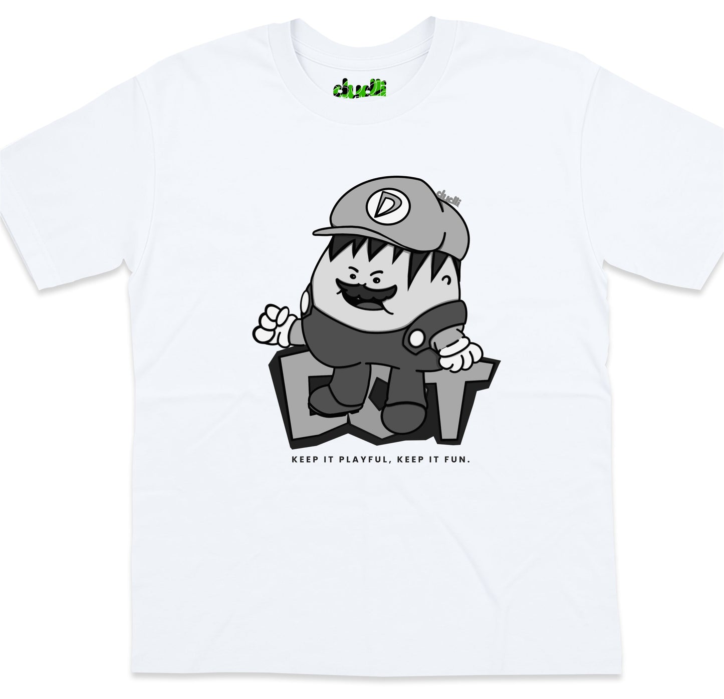 Dudli Playful Graphic Tshirts - Super Dot - Snow Screen | White - regular_fit
