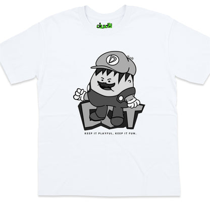 Dudli Playful Graphic Tshirts - Super Dot - Snow Screen | White - regular_fit