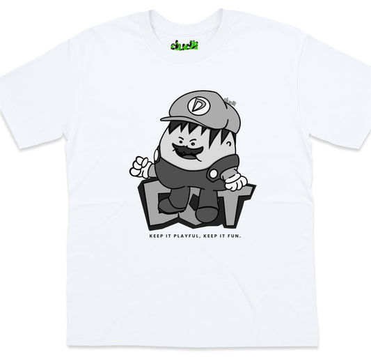 Dudli Playful Graphic Tshirts - Super Dot - Snow Screen | White - regular_fit
