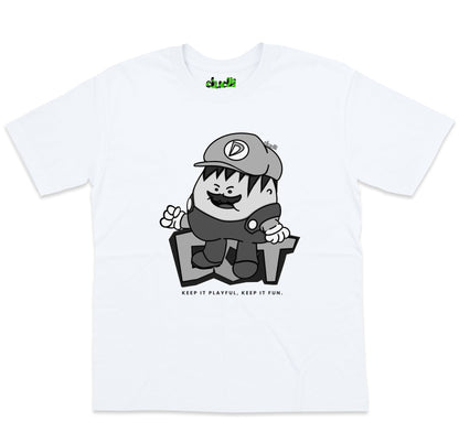 Dudli Playful Graphic Tshirts - Super Dot - Snow Screen | White - regular_fit