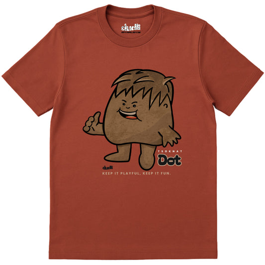 Dudli Playful Graphic Tshirts - Dot Lab Tsoknat Dot - Brick - regular_fit
