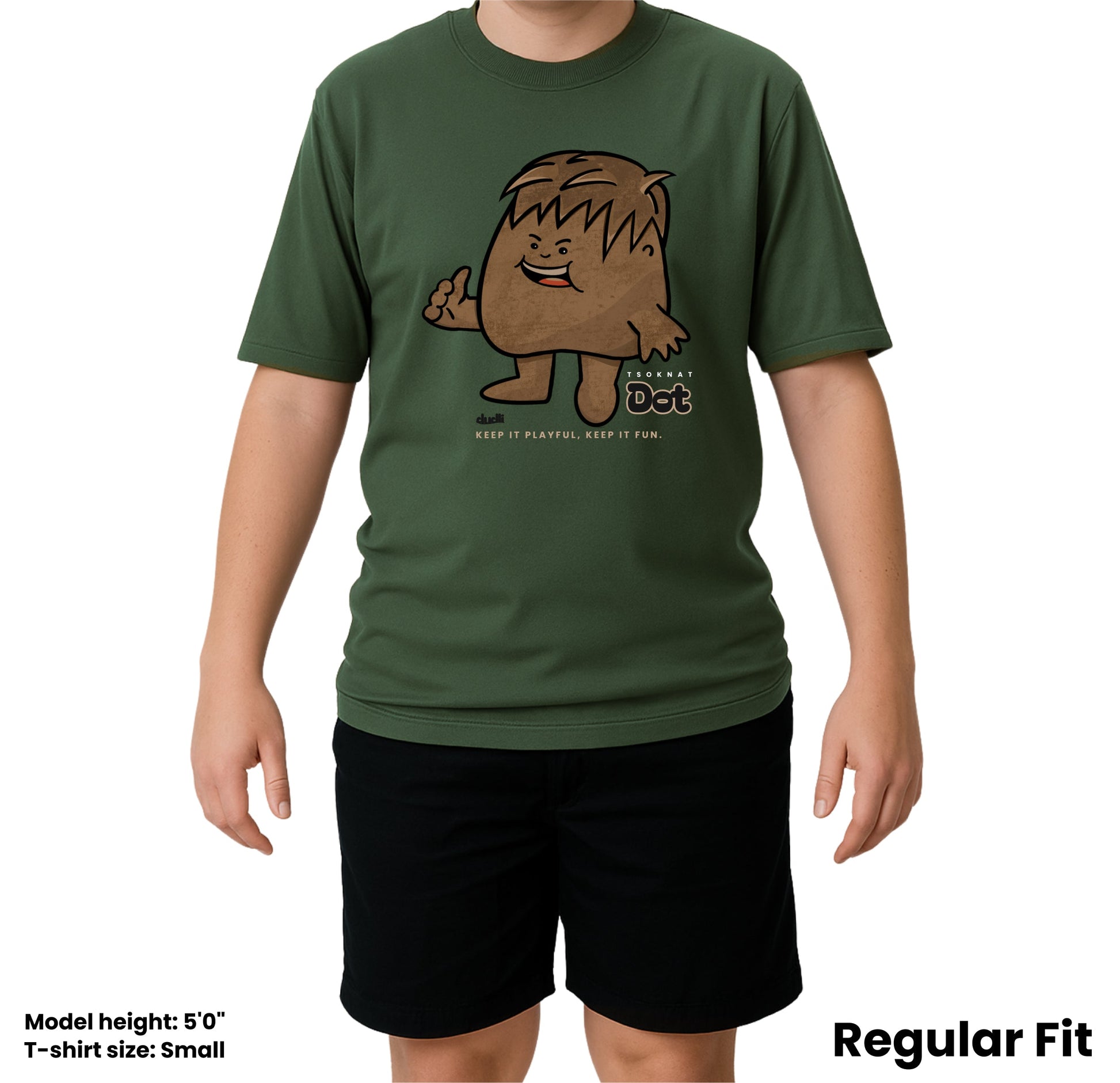 Dudli Playful Graphic Tshirts - Dot Lab Tsoknat Dot - Moss - regular_fit