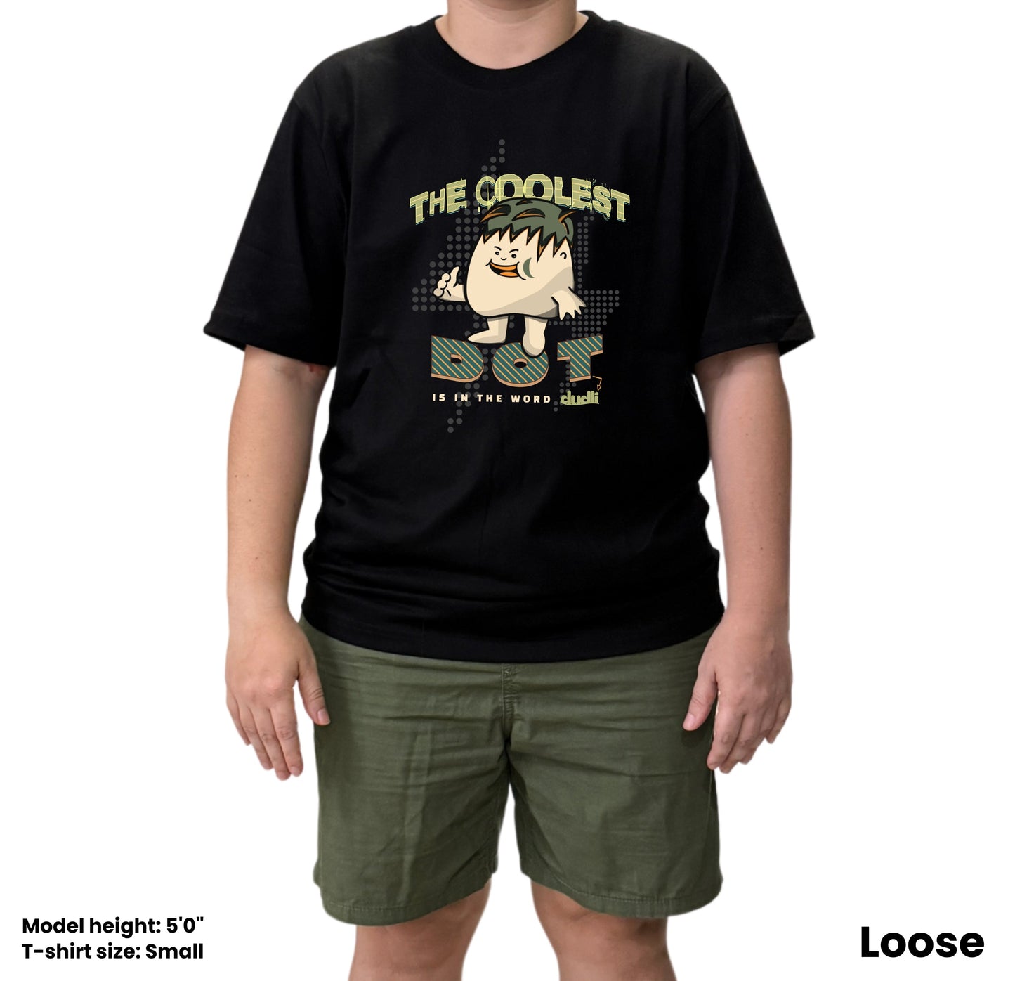 Dudli Playful Graphic Tshirts - The Coolest Dot - Electric Lime - oversized_fit