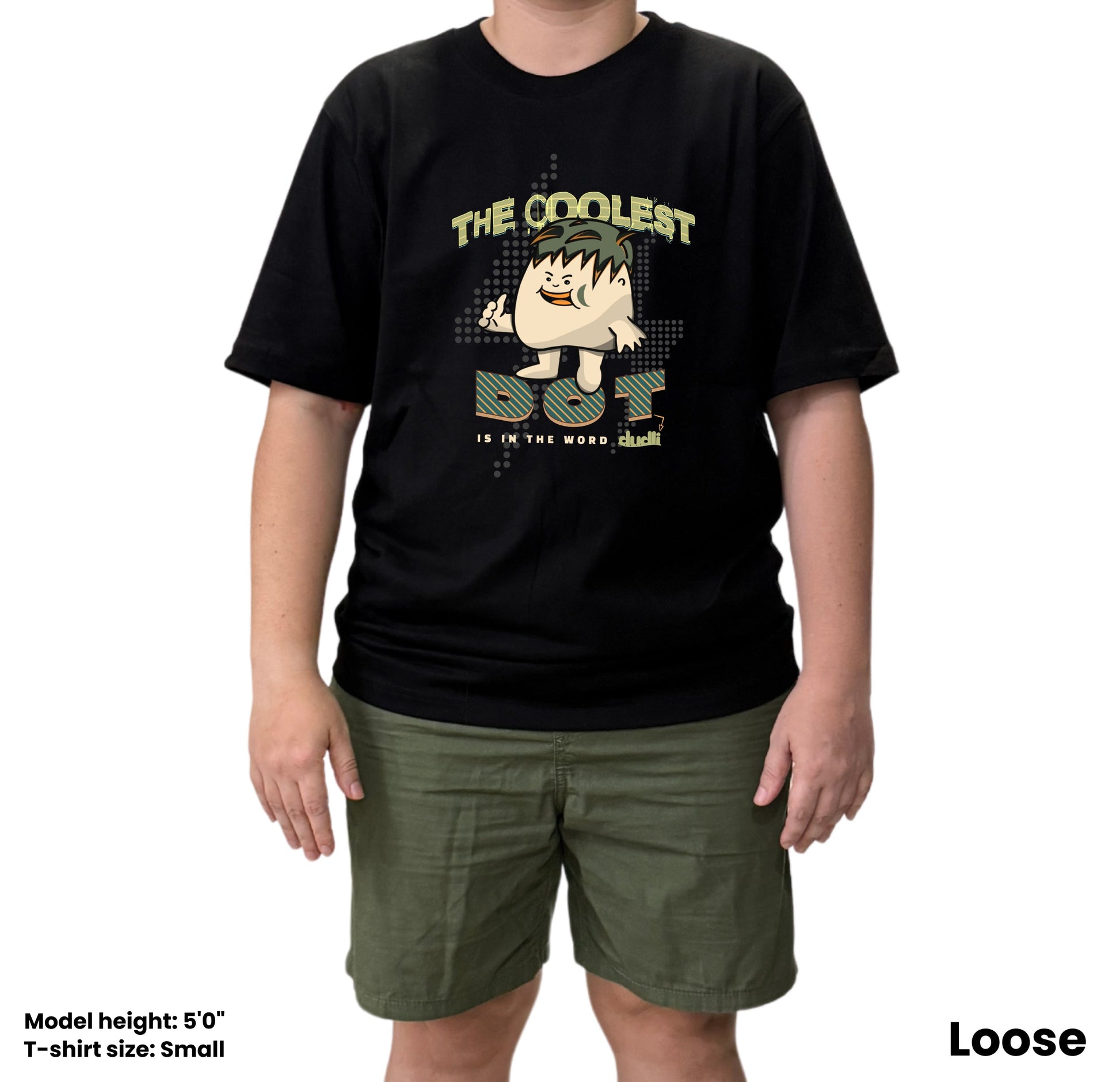 Dudli Playful Graphic Tshirts - The Coolest Dot - Electric Lime - oversized_fit