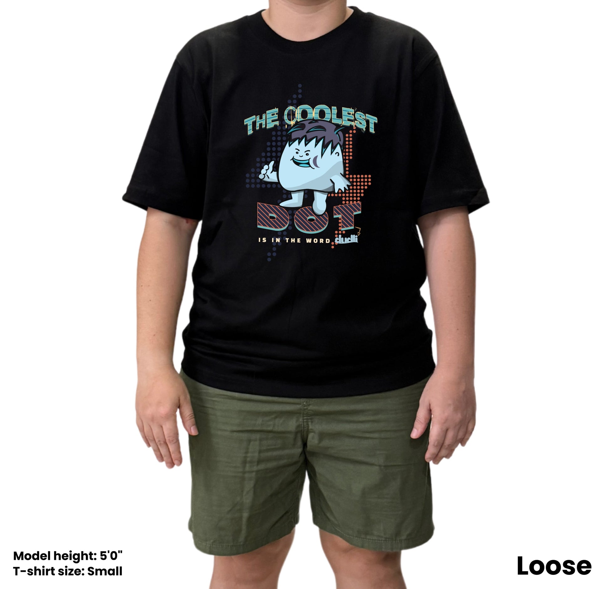 Dudli Playful Graphic Tshirts - The Coolest Dot - Turbo Blue - oversized_fit